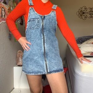 🌸Super cute denim overall zip-up dress